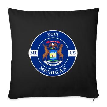 Novi Michigan Flagge USA Reise Souvenir Abzeichen - Sofakissenbezug 45 x 45 cm - Schwarz - Vorne