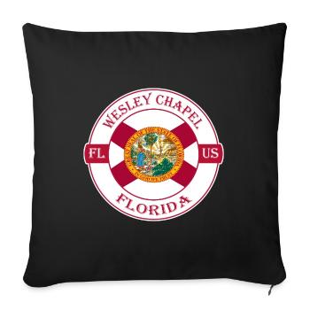 Wesley Chapel Florida Flag USA Souvenir Badge - Sofa pillowcase 17,3'' x 17,3'' (45 x 45 cm) - black - Front