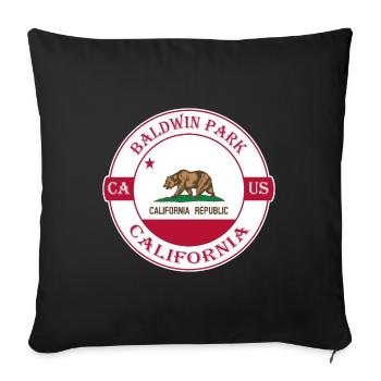 Baldwin Park California Flag USA Souvenir Badge - Housse de coussin décorative 45 x 45 cm - noir - Devant