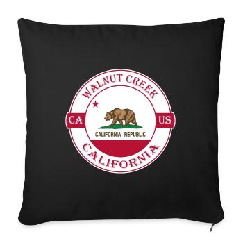 Walnut Creek California Flag USA Souvenir Badge - Sofa pillowcase 17,3'' x 17,3'' (45 x 45 cm) - black - Front