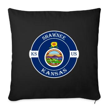 Shawnee Kansas Flag USA Travel Souvenir Badge - Sofa pillowcase 17,3'' x 17,3'' (45 x 45 cm) - black - Front