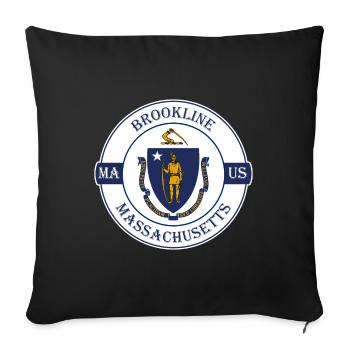 Brookline Massachusetts Flag USA Souvenir Badge - Sofa pillowcase 17,3'' x 17,3'' (45 x 45 cm) - black - Front