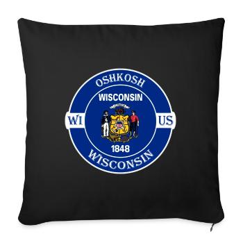 Oshkosh Wisconsin Flag USA Travel Souvenir Badge - Sofa pillowcase 17,3'' x 17,3'' (45 x 45 cm) - black - Front