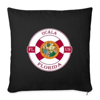 Ocala Florida Flag USA Travel Souvenir Badge - Sofa pillowcase 17,3'' x 17,3'' (45 x 45 cm) - black - Front