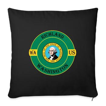 Richland Washington Flag USA Travel Souvenir Badge - Sofa pillowcase 17,3'' x 17,3'' (45 x 45 cm) - black - Front