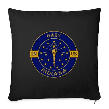 Gary Indiana Flag USA Travel Souvenir Badge - Sofa pillowcase 17,3'' x 17,3'' (45 x 45 cm) - black - Front