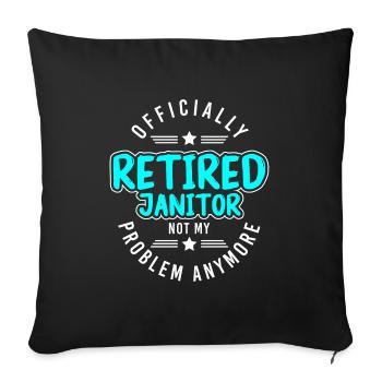 Gestionnaire immobilier de balai et de godet de gardien - Housse de coussin décorative 45 x 45 cm - noir - Devant
