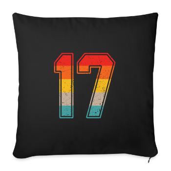 17 years retro jersey number 17 T-shirt number 17 - Sofa pillowcase 17,3'' x 17,3'' (45 x 45 cm) - black - Front