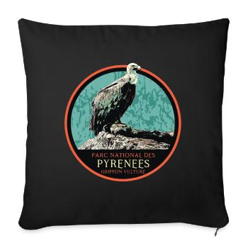 Vulture in the Pyrenees National Park - Sofa pillowcase 17,3'' x 17,3'' (45 x 45 cm) - black - Front