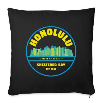 Honolulu Skyline Retro Abzeichen - Sofakissenbezug 45 x 45 cm - Schwarz - Vorne