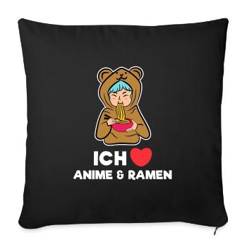 Herz Manga Anime Popkultur Statement Zeichentrick - Sofakissenbezug 45 x 45 cm - Schwarz - Vorne