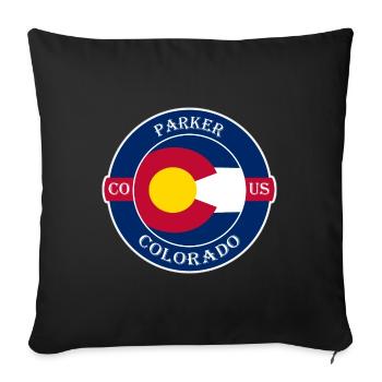 Parker Colorado Flag USA Travel Souvenir Badge - Sofa pillowcase 17,3'' x 17,3'' (45 x 45 cm) - black - Front