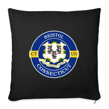 Bristol Connecticut Flag USA Travel Souvenir Badge - Sofa pillowcase 17,3'' x 17,3'' (45 x 45 cm) - black - Front