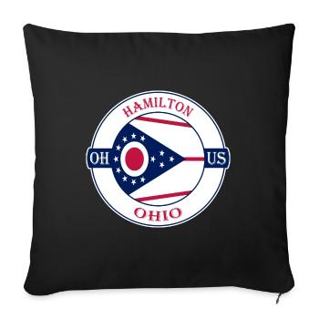 Hamilton Ohio Flag USA Travel Souvenir Badge - Housse de coussin décorative 45 x 45 cm - noir - Devant