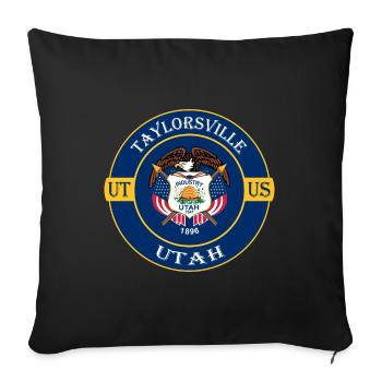 Taylorsville Utah Flag USA Travel Souvenir Badge - Sofa pillowcase 17,3'' x 17,3'' (45 x 45 cm) - black - Front