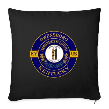 Owensboro Kentucky Flag USA Travel Souvenir Badge - Sofa pillowcase 17,3'' x 17,3'' (45 x 45 cm) - black - Front