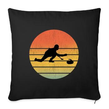 Stone Curling Winter Sport 80s Style Retro Vintage - Sofa pillowcase 17,3'' x 17,3'' (45 x 45 cm) - black - Front
