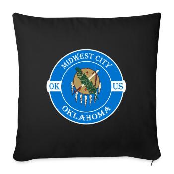 Midwest City Oklahoma Flag USA Souvenir Badge - Sofa pillowcase 17,3'' x 17,3'' (45 x 45 cm) - black - Front