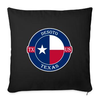 Desoto Texas Flag USA Travel Souvenir Badge - Housse de coussin décorative 45 x 45 cm - noir - Devant