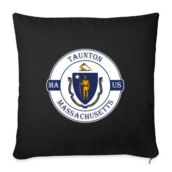 Taunton Massachusetts Flag USA Souvenir Badge - Sofa pillowcase 17,3'' x 17,3'' (45 x 45 cm) - black - Front