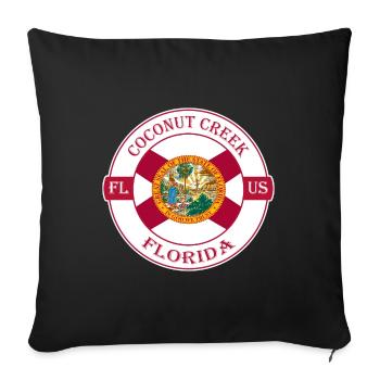 Coconut Creek Florida Flag USA Souvenir Badge - Housse de coussin décorative 45 x 45 cm - noir - Devant