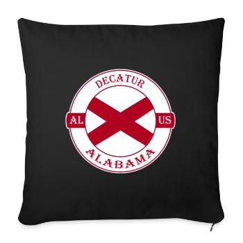 Decatur Alabama Flag USA Travel Souvenir Badge - Sofa pillowcase 17,3'' x 17,3'' (45 x 45 cm) - black - Front