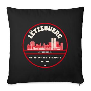 Luxembourg skyline emblem with coordinates - Sofa pillowcase 17,3'' x 17,3'' (45 x 45 cm) - black - Front