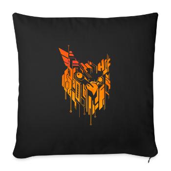 Hibou circuit imprimé - Housse de coussin décorative 45 x 45 cm - noir - Devant