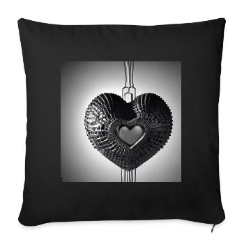 Metall Herz Schmuck - Sofakissenbezug 45 x 45 cm - Schwarz - Vorne
