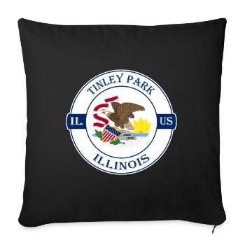 Tinley Park Illinois Flag USA Souvenir Badge - Sofa pillowcase 17,3'' x 17,3'' (45 x 45 cm) - black - Front