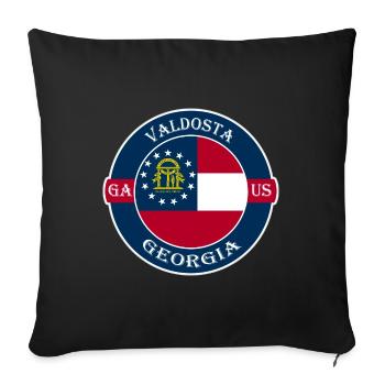 Valdosta Georgia Flag USA Travel Souvenir Badge - Housse de coussin décorative 45 x 45 cm - noir - Devant