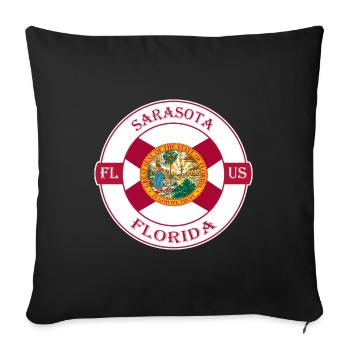 Sarasota Florida Flag USA Travel Souvenir Badge - Sofa pillowcase 17,3'' x 17,3'' (45 x 45 cm) - black - Front