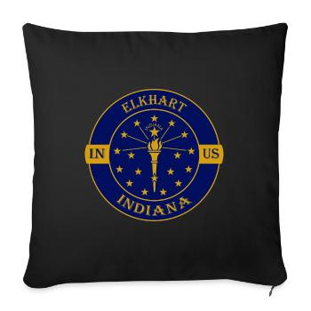 Elkhart Indiana Flag USA Travel Souvenir Badge - Sofa pillowcase 17,3'' x 17,3'' (45 x 45 cm) - black - Front