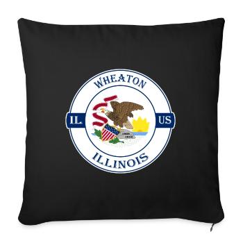 Wheaton Illinois Flag USA Travel Souvenir Badge - Sofa pillowcase 17,3'' x 17,3'' (45 x 45 cm) - black - Front