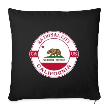 Peabody Massachusetts Flag USA Souvenir Badge - Sofa pillowcase 17,3'' x 17,3'' (45 x 45 cm) - black - Front