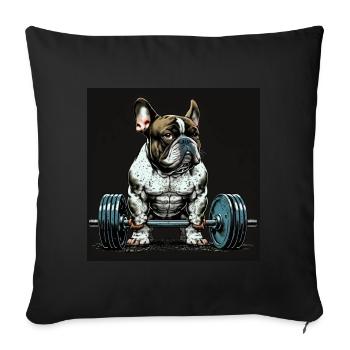 Français Bulldog Frenchie Bodybuilding Dog - Housse de coussin décorative 45 x 45 cm - noir - Devant