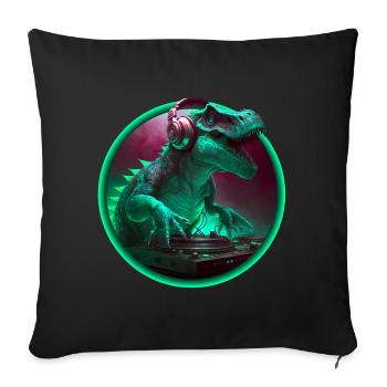 Dino DJ Musicien Kids Party Chemise cadeau - Housse de coussin décorative 45 x 45 cm - noir - Devant