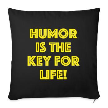 L’humour est la clé de la vie, des dictons drôles - Housse de coussin décorative 45 x 45 cm - noir - Devant
