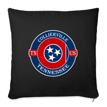 Collierville Tennessee Flag USA Souvenir Badge - Housse de coussin décorative 45 x 45 cm - noir - Devant