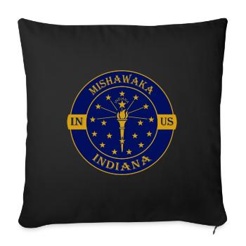 Mishawaka Indiana Flag USA Travel Souvenir Badge - Sofa pillowcase 17,3'' x 17,3'' (45 x 45 cm) - black - Front