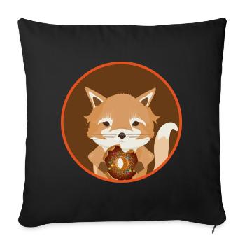 zauberhafter kleiner Fuchs mit leckeren Donut - Sofakissenbezug 45 x 45 cm - Schwarz - Vorne