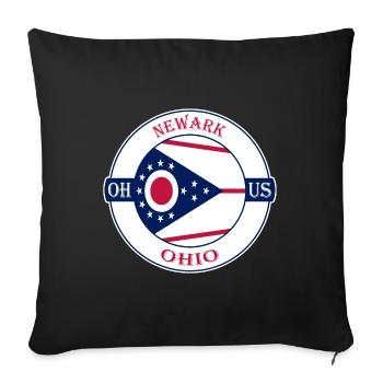 Newark Ohio Flag USA Travel Souvenir Badge - Sofa pillowcase 17,3'' x 17,3'' (45 x 45 cm) - black - Front