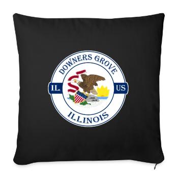 Downers Grove Illinois Flag USA Souvenir Badge - Sofa pillowcase 17,3'' x 17,3'' (45 x 45 cm) - black - Front