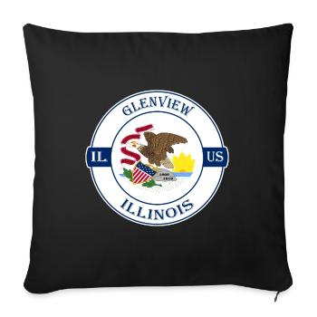 Glenview Illinois Flag USA Travel Souvenir Badge - Sofa pillowcase 17,3'' x 17,3'' (45 x 45 cm) - black - Front