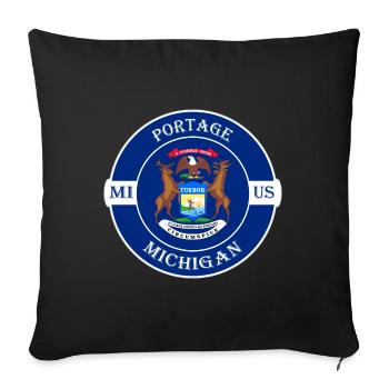 Portage Michigan Flagge USA Reise Souvenir Abzeichen - Sofakissenbezug 45 x 45 cm - Schwarz - Vorne