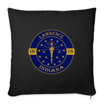 Lawrence Indiana Flag USA Travel Souvenir Badge - Sofa pillowcase 17,3'' x 17,3'' (45 x 45 cm) - black - Front