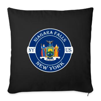 Niagara Falls New York Flag USA Souvenir Badge - Sofa pillowcase 17,3'' x 17,3'' (45 x 45 cm) - black - Front