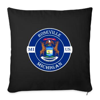Roseville Michigan Flagge USA Reise Souvenir Abzeichen - Sofakissenbezug 45 x 45 cm - Schwarz - Vorne