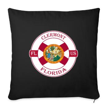 Clermont Florida Flag USA Travel Souvenir Badge - Sofa pillowcase 17,3'' x 17,3'' (45 x 45 cm) - black - Front