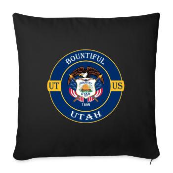 Bountiful Utah Flag USA Travel Souvenir Badge - Sofa pillowcase 17,3'' x 17,3'' (45 x 45 cm) - black - Front
